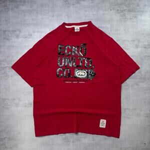 Y2K Red Ecko Unltd Grunge Skater T-Shirt